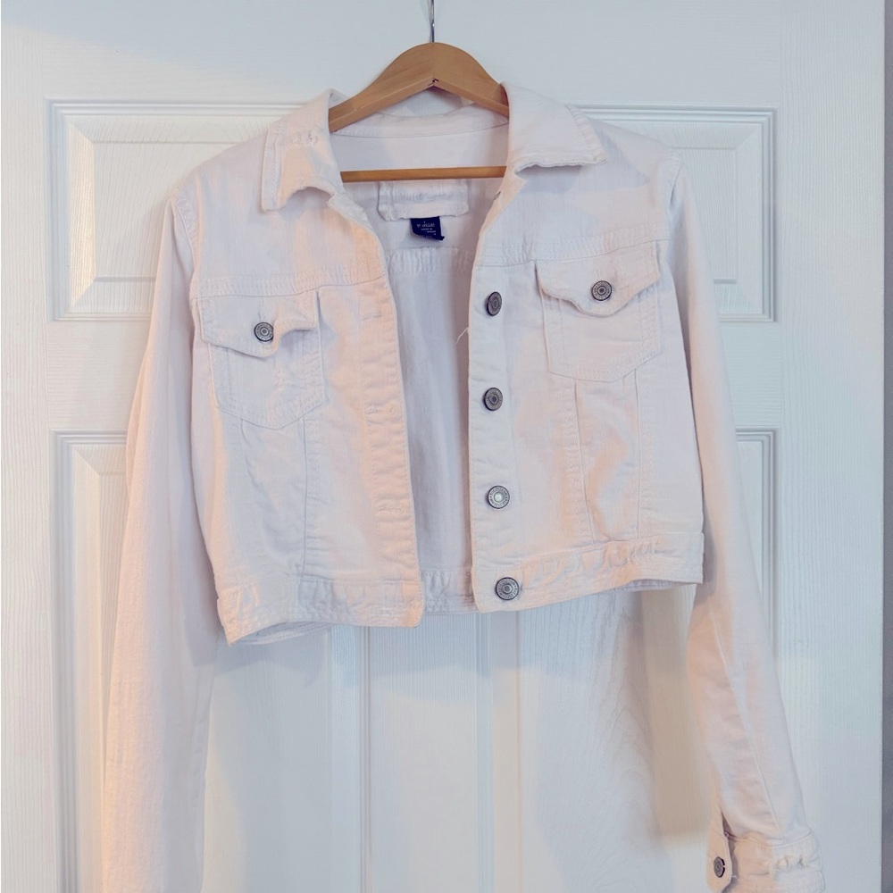 Rue21 Cropped White Denim Jacket Size Large